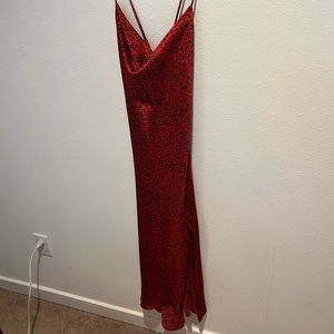 red printed dress